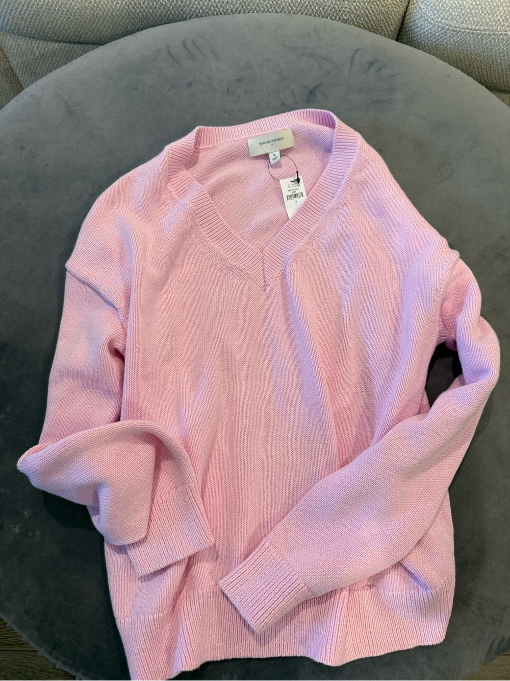 Banana Republic Light Pink V-Neck Cotton Blend Sweater